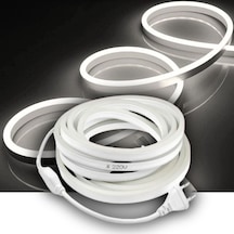 Beyaz Neon Şerit Led Fişli 220v Esnek Dış Mekan, Bahçe, Açık Alan Dekoratif Aydınlatma