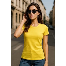 Kadın %100 Organik Pamuklu Relaxed Yıkamalı T-shirt Bisiklet Yaka Kısa Kollu Kadın Basic Tişört Çok Renkli