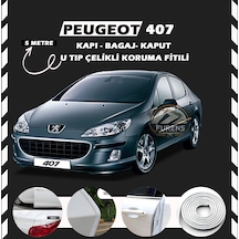 Peugeot 407 Oto Araç Kapı Koruma Fitili 5metre Parlak Beyaz Renk