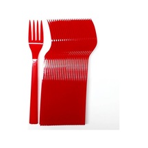 3 Paket 25'li Plastik Çatal Kırmızı - Parti Çatalı