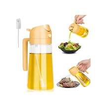 Yemek Pişirmek İçin Yağ Şişesi, 470 Ml Yağ Püskürtme Şişesi, 2'si 1 Arada Dağıtıcı Şişe, Cam Pişirme Ş