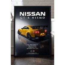 Nissan Gt-r Nismo Siyah Ahşap Çerçeveli Poster, Dekoratif Araba Duvar Tablosu