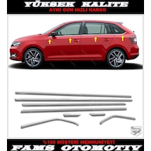 Skoda Rapid Spaceback Krom Cam Çıtası 8 Prç.2013 ve Üzeri P.Çelik