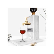 Custom Wooden Natural Wine Stand With Tap - Vintage White