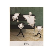 Eva Model Krem-krem 5 Parça Keten Dantelli Salon Takımı Runner Seti No 111 Bzckh1346 Çok Renkli