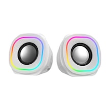 Mikado Md-180 2.0 3w-2 Beyaz Rgb Aydınlatmalı Usb + 3.5mm Usb 5v Speaker Hoparlör