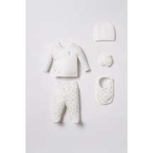 U.S. Polo Assn. Nakışlı Kız Bebek Cute Hearts Beyaz Hastane Çıkışı 5 Li Set Usb3201-c-v1 Usb3201-c-v1