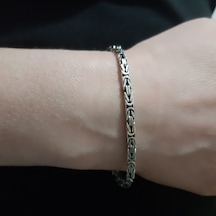 925 Ayar Gümüş Kare Kral Bileklik 3.2  Mm