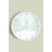 Soyut Doğa Manzara Temalı Modern Duvar Saati - 30cm - Önü Camlı Beyaz Kasa - Sessiz Mekanizma-jh0458 Beyaz