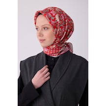 Belli Etnik Desen Saf İpek Twill Eşarp - 2026 İlkbahar-yaz T 4314 Kırmızı