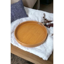 35cm Yuvarlak Bambu Servis Tepsisi, Ahşap Yuvarlak Tepsi, Bambu Tepsi 35cm 35.cm 6cm 15cm