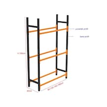 3 Katlı Lastik İstifleme Rafı, Mini Rack 40x120 Cm-150 Cm Çok Renkli