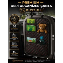 Kustulli Koltuk Arkası Deri Organizer Çok Cepli Düzenleyici Çanta Kırmızı