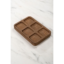 Mienda Home 6 Bölmeli Ahşap Dörtgen Baharatlık Standı Ahşap