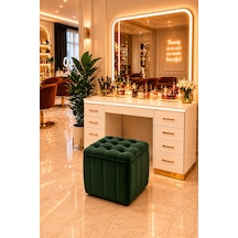 Çok Amaçli Puf Tabure Kapitone Dilimli Haki - 834173581 Haki