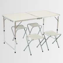 Funky Chaırs Tabureli Katlanabilir Piknik Masası Seti Gri