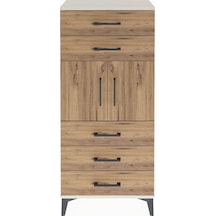 Arges Dolap Tek Raflı 5 Çekmeceli 2 Kapaklı 60x30x134 Aytaşı-çam Aytaşı