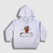 Presmono Unisex Çocuk 2pac Tupac Shakur Kapüşonlu Sweatshirt Beyaz