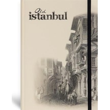 Eski İstanbul Cep Journal Çizgili Lastikli Cumbalı Bej