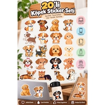 20'li Sevimli Köpek Sticker Seti Köpek Çıkartma Seti Laptop, Telefon, Defter Ve Su Şişesi Sticker Çok Renkli