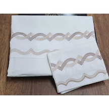 Flexi Nakışlı %100 Pamuklu 6 Parça Nevresim Takımı Krem