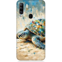 General Mobile Gm 20 Pro Uyumlu Fırça Darbesiyle Deniz Kaplumbağası Desenli Silikon Kılıf Çok Renkli