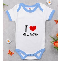Bk Gift Bk Kids I Love New York Tasarımlı Mavi Bebek Body Zıbın - Model 1 Çok Renkli