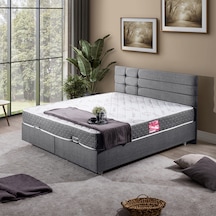 Viyana Çift Kişilik Baza Başlık Letto Yatak Seti - Gri 160 x 200