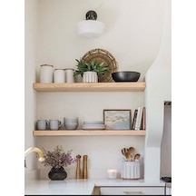 Dekoratif Doğal Ahşap 2 Li Takım 135 X 20 X 4 Cm Gizli Aparatlı Raf Ahşap
