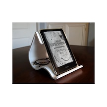 Alvera Kavisli Kitap Ve Kindle Standı Okuma Istasyonu Dalgalı Kitap Tutucu Okuma Standı Beyaz