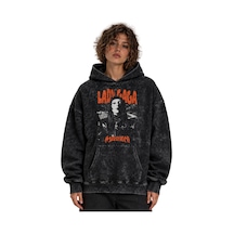 Sevbano Lady Gaga Mayhem Şarkıcı Baskılı Unisex Oversize Yıkamalı Hoodie Siyah