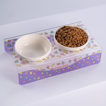 Ice Cream Dondurma Desenli-ikili Seramik-pleksi Mama Ve Su Kabı-kedi Köpek Mama Su Kabı