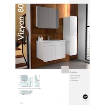 Evros Vizyon Banyo Dolabı 80 Cm Beyaz Boy Dolabı Dahil Beyaz