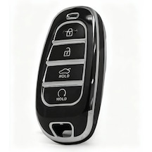 Autohan Keys Hyundai 2021 2024 Yeni Tucson & Santa Fe Uyumlu Anahtar Kılıfı Siyah & Gümüş