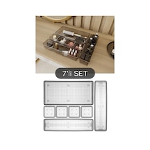 Meleni Home 7 Parça Çekmece İçi Akseuar Düzenleyici Set - Modüler Makyaj Organizer Siyah