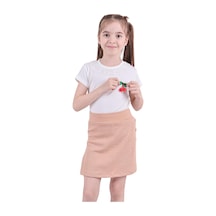 Erdem Kıds Kız Çocuk T-shirt Yakası Dantelli Kiraz Ve Düğme Detaylı Şort Etek Bluz Yazlık Ikili Takım Bisküvi Bisküvi