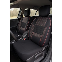 Tr Audi A3 Hb 2007 İle Uyumlu Koltuk Kılıfı Seti, Siyah-kırmızı, Deri Detaylı, Tam Set Genel