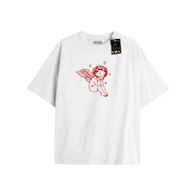 Flood Of Style Beyaz Oversize T-shirt Melek Çocuk Özel Tasarım