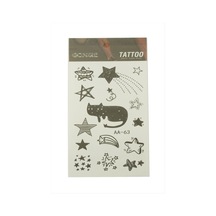 Kedi - 714 - Yıldız Tattoo - Glblseme - Dövme Sticker-11928256-siyah
