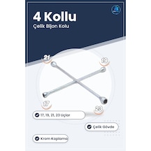 Krom Kaplı 4 Kollu Bijon Kolu Çelik Oto Lastik Tekerlek Anahtarı
