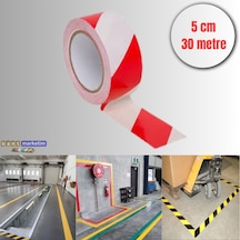 Yer İşaretleme Bandı Kırmızı-beyaz 5cmx30m Kırmızı Beyaz Zemin Bandı İkaz 50mm