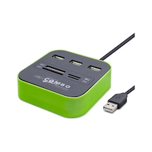 Usb Hub 3 Usb + Ms + Sd + M2 + Tf Yeşil Hdx7006