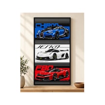 Hızın Zirvesi Bugatti Chiron, Koenigsegg Jesko Ve Ferrari F80 Süper Araba Posteri 21x30 Cm Çerçevesiz
