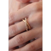 Gold Renk Zirkon Taşlı Kadın Yüzük - Tj-byk2507 Çok Renkli