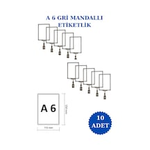 10 Adet Gri A6 Mandallı Raf Sepet Etiketi Çerçeveli Etiketlik Gri