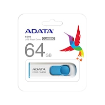 Adata C008 64gb 64gb Usb2 0 Classic White Blue Flash Bellek