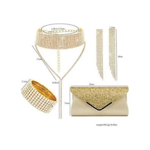 Dancemonkey Yemeği Toprak Seti Seti Püskül Parçalı Niş Moda Küpe Kolye Kadın Geometrik Elmas Dört Çantası Bilezik Beyaz Akşam Fg Beyaz