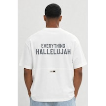 Respire Erkek Hallelujah Baskılı Oversize T-shirt Ekru