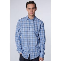 Tudors Slim Fit Uzun Kollu Dar Kalıp Kareli Keten Doku Yazlık Erkek Gömlek-30482-çok Renkli Çok Renkli