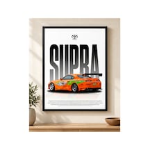 Turuncu Efsane Toyota Supra Posteri Jdm Spor Araba Dekoratif Duvar Posteri 21x30 Cm Çerçevesiz